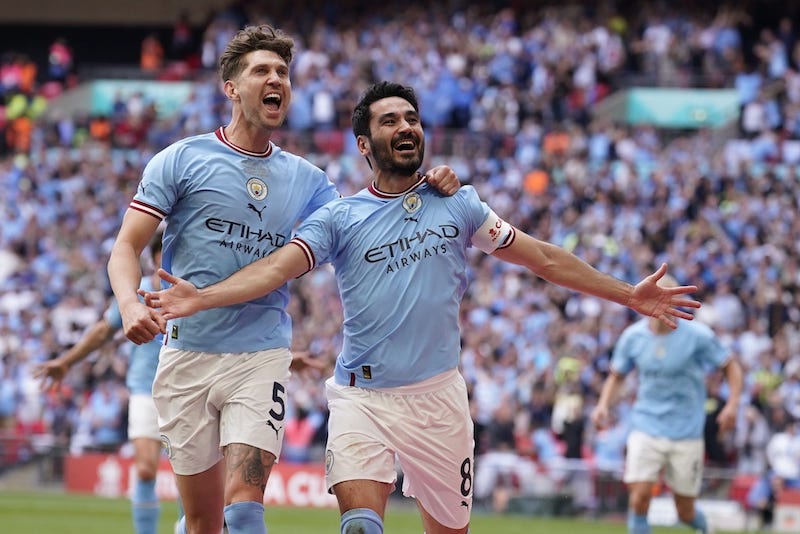 Gundogan celebrated his double-min